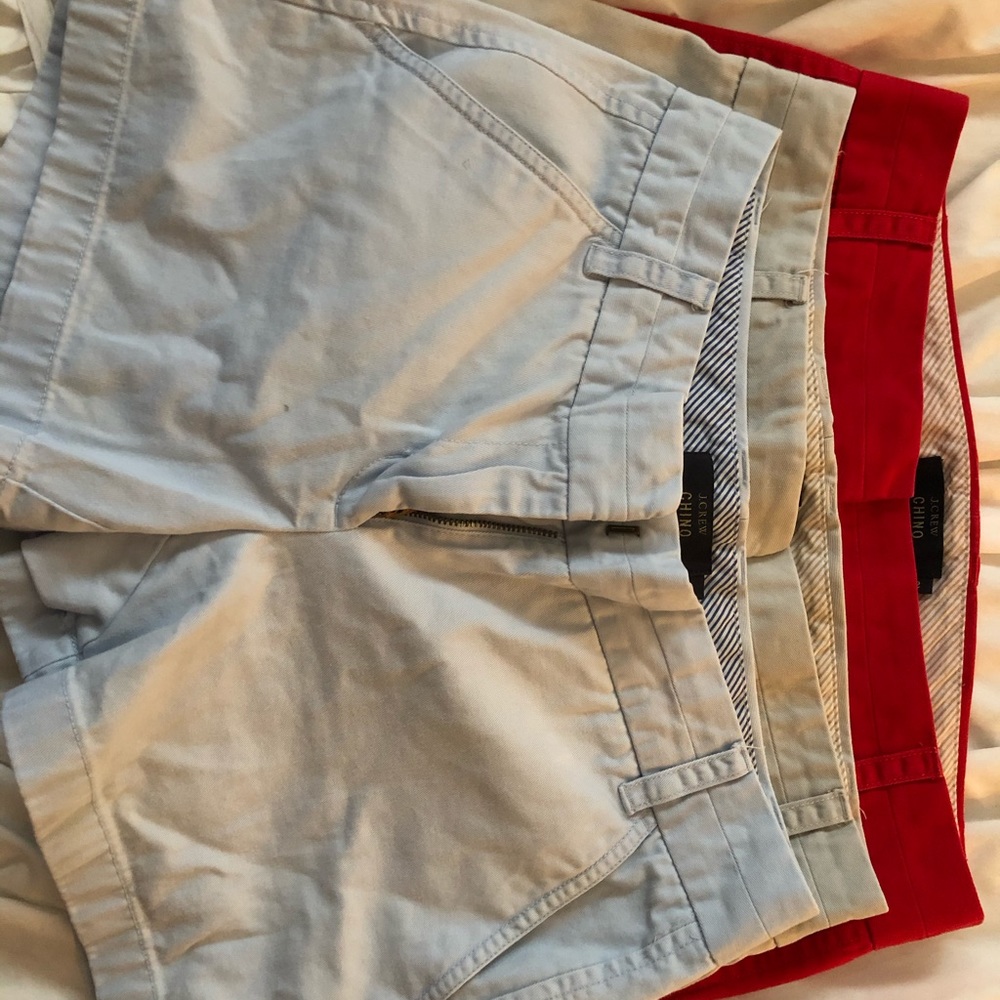 Jcrew Chino Shorts Red, khaki, and light blue